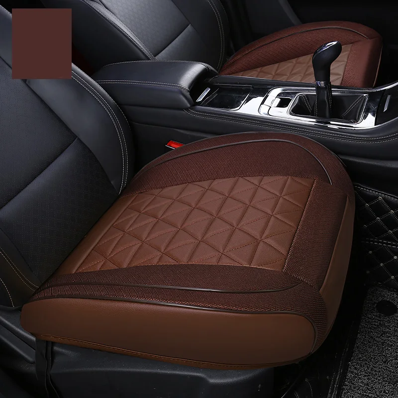 3D Leather Flax Car Seat Cover Front Cushion Protector Pad Mat for Auto Interior Truck Suv Van 2020 NEW