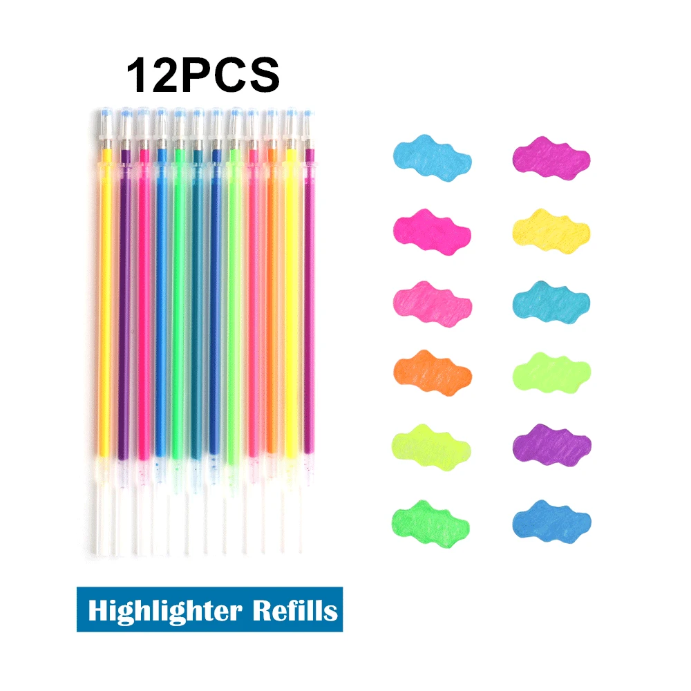 Flash Gel Pen Highlight Pen para crianças, cor doce bonito, Full Shinning Refill, pintura, graffiti, Art Supply, 12 cores, 24 cores, 36 cores, 48 cores