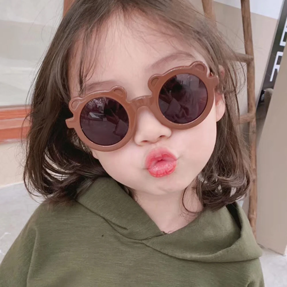 Kids Glasses Round Bear Cartoon Sungalsses for Chilrdern Kawaii Shades 2022 Summer Travel Accessories Baby Sun Glasses Eyewear