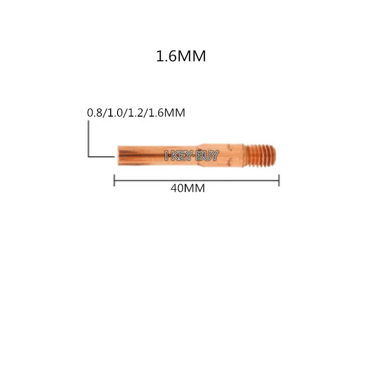 Accesorios para pistola de soldar CO2, boquilla conductora de soldadura de cobre de 0,8/1,0/1,2/1,6x40mm, 180A, 350A, boquilla de alimentación de alambre