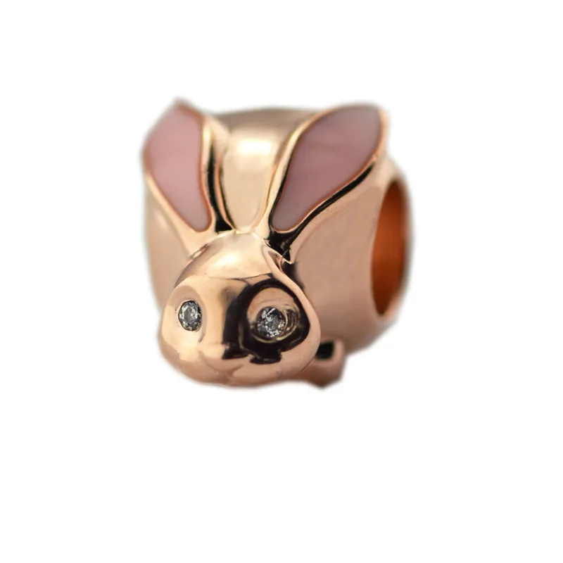 

Cute Bunny Charm Beads for Charms Bracelets Women Rose Golden Jewelry Rabbit Pink Enamel Animal Charm Beads for Jewelry Making