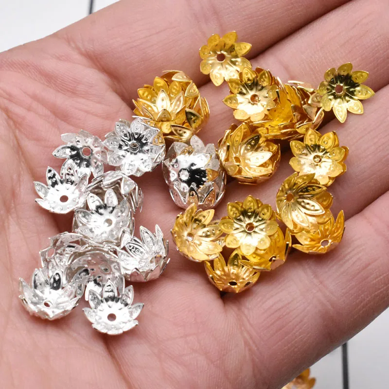 Gold Color Flower Metal Alloy Loose Spacer Bead Caps Jewelry Findings Cone End Beads For Jewelry Making Finding 8/10mm100pcs/Lot