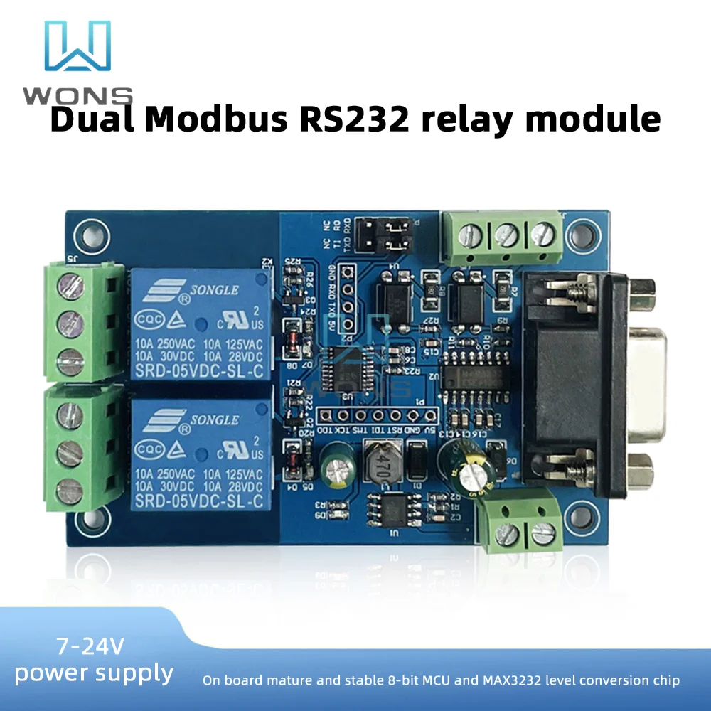 Modbus RTU single relay module RS232/TTL UART DC7-24V Communication interface Support RS232/TTL UART interface Modbus Dropship