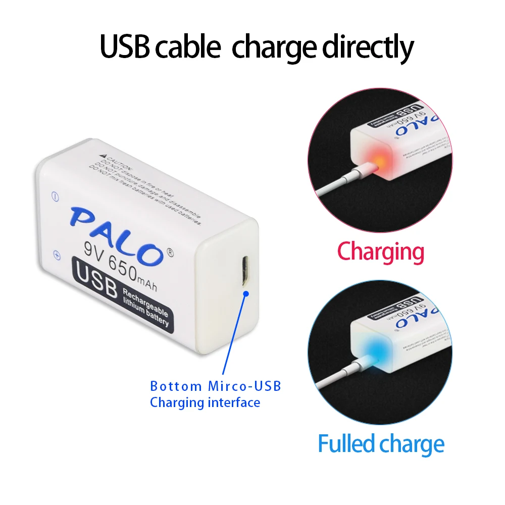 PALO 1-10 sztuk USB 9 V akumulator 650mAh Micro USB 9 V bateria litowo-jonowa do multimetru zabawki pilot