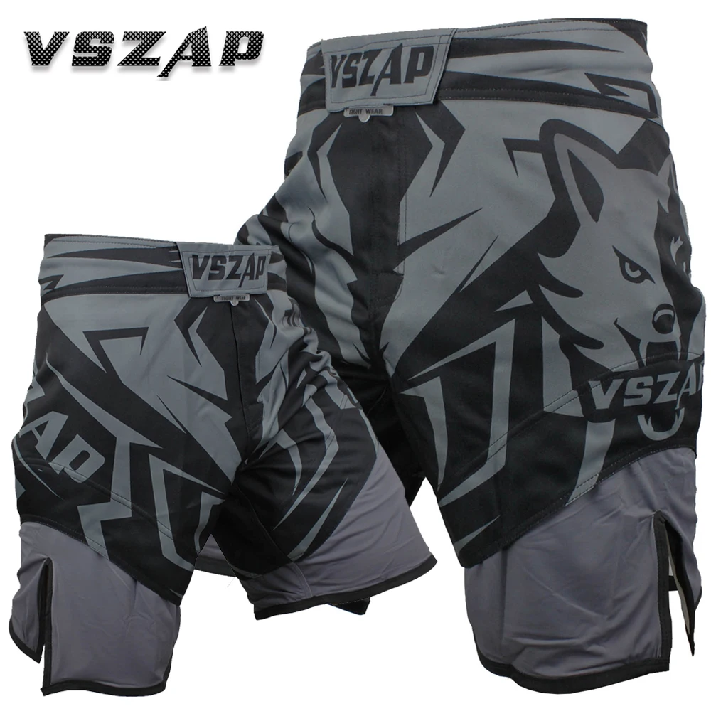 

VSZAP MMA Shorts Grappling Boxing Muay Thai Mens Cage Fight Trunks Fitness Gym tatami Shorts (Grey/Red)