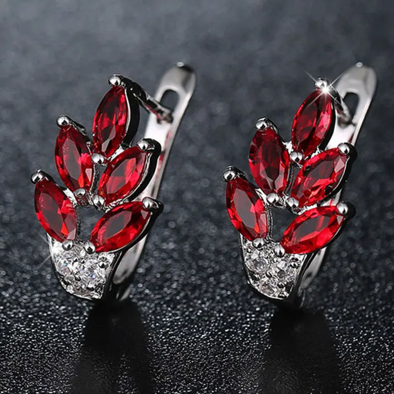 1Pair Unusual Stud Earrings for Women Jewelry Fashion Korea Valentine's Day Gift Bijoux Red Silver Color Earrings Factory Price