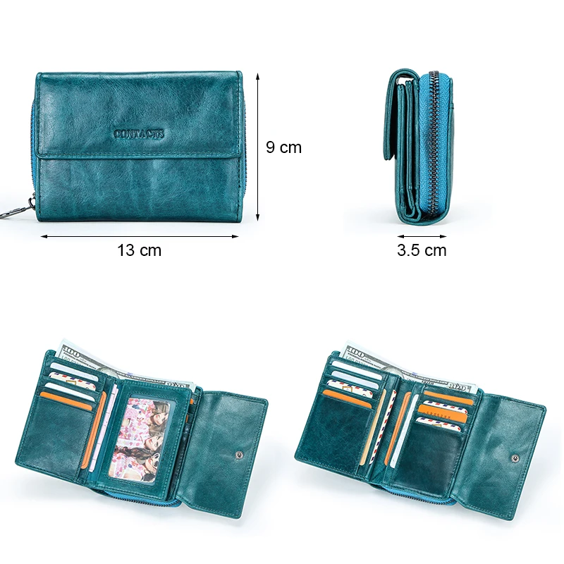 Contact\'s-cartera con grabado gratis para mujer, monedero pequeño de cuero genuino, tarjetero Rfid, 2022