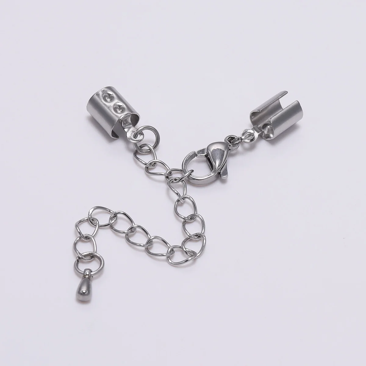 5pcs/Lot 1-5mm Stainless Steel Cord Clips End Caps With Lobster Clasp Fit Leather Cord Connectors For DIY Jewelry Making Finding