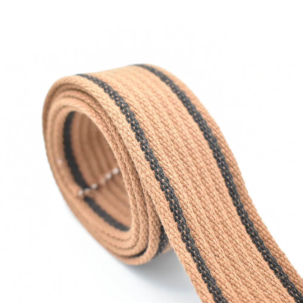 38mm Width Striped Webbing Brown Black Striped Webbing Heavy Duty Cotton Webbing Dog Collar Ribbon Purse Strap Bag Handle