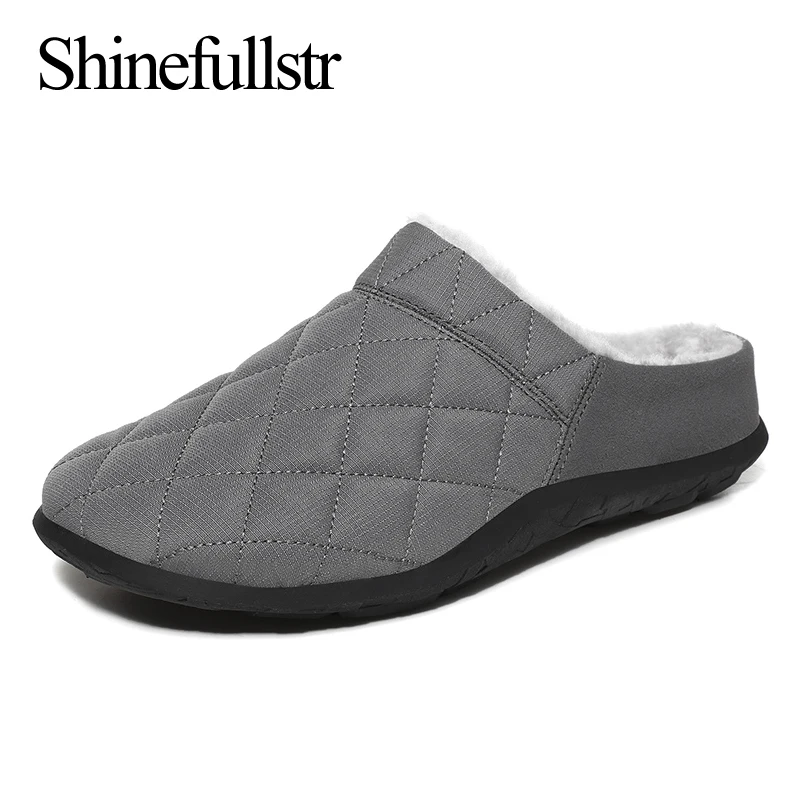 Winter Men Big Size Indoor Home Cotton Shoes Plush Slippers Warm House Shoes Room Pantofole Peluche Invernali Light 47 48