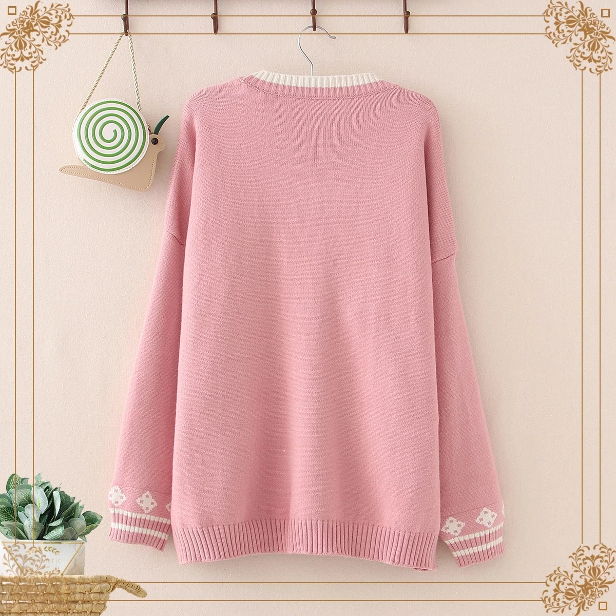 New Autumn Korean Mori Girl Sweet Lolita Cute Bunny Embroidery Knitted Sweater Japanese Women Long Sleeve Cardigan Coat Knitwear