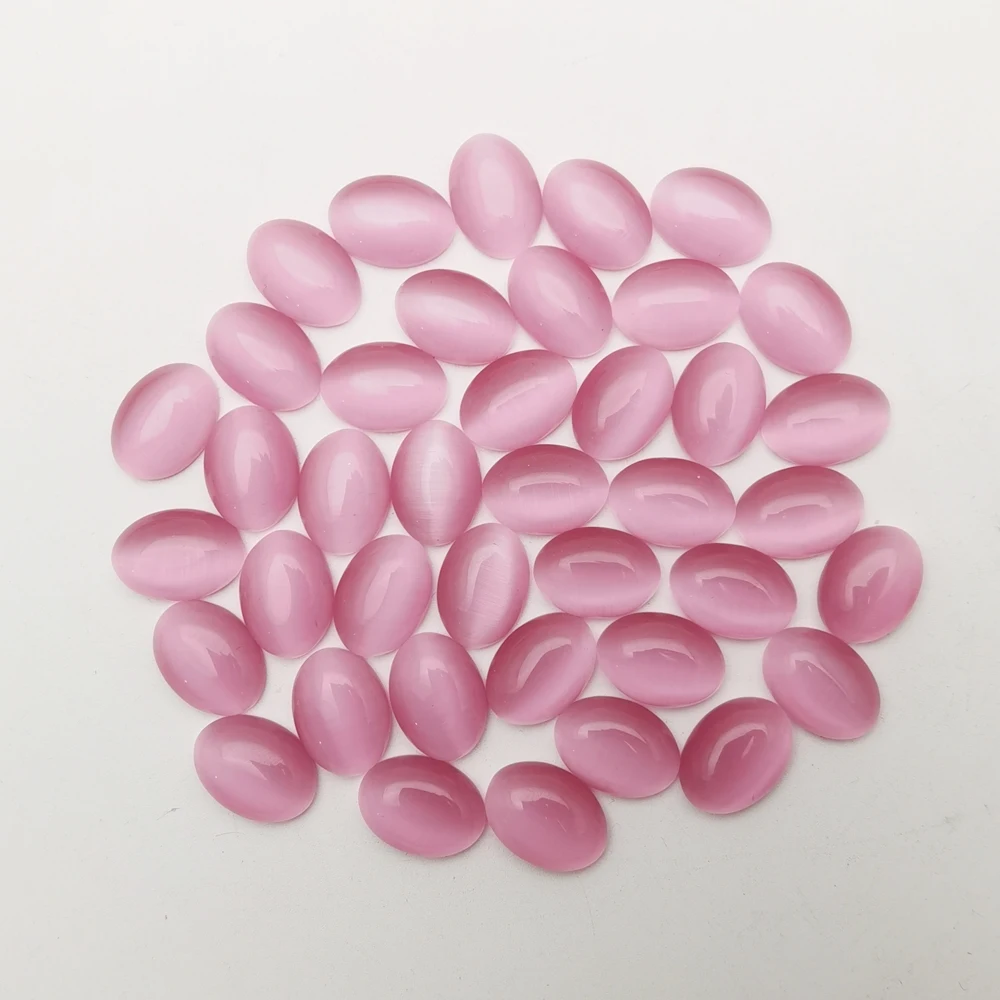 Wholesale 13x18mm pink cat eye stone  Cabochon cab Oval Bead stone Necklace and ring accessories no hole 24Pcs/lot wholesale