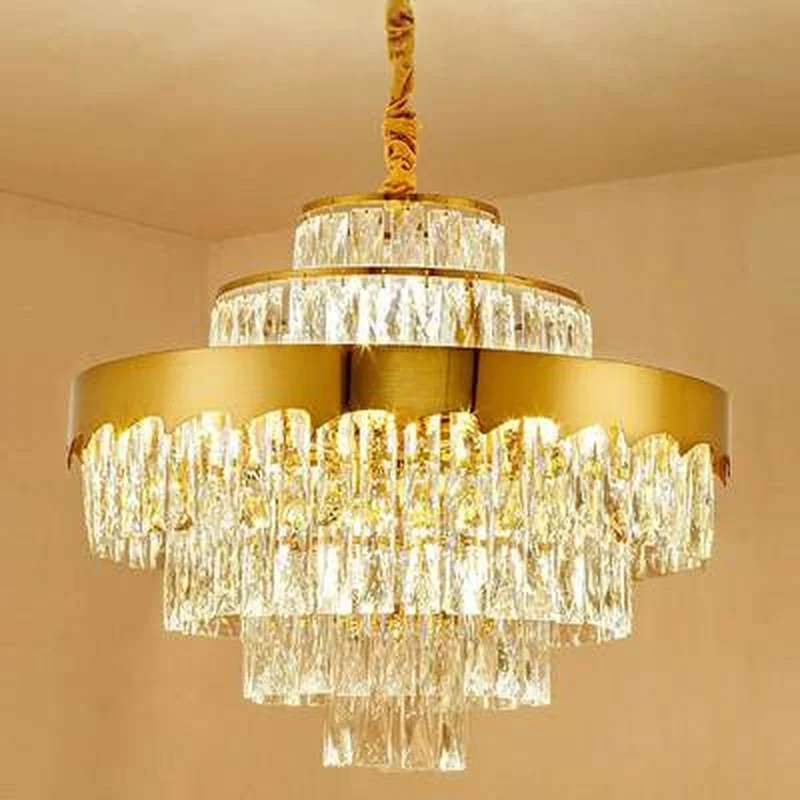 

luxury design crystal chandelier lighting gold kroonluchter AC110V 220v lustre moderne living room lamp