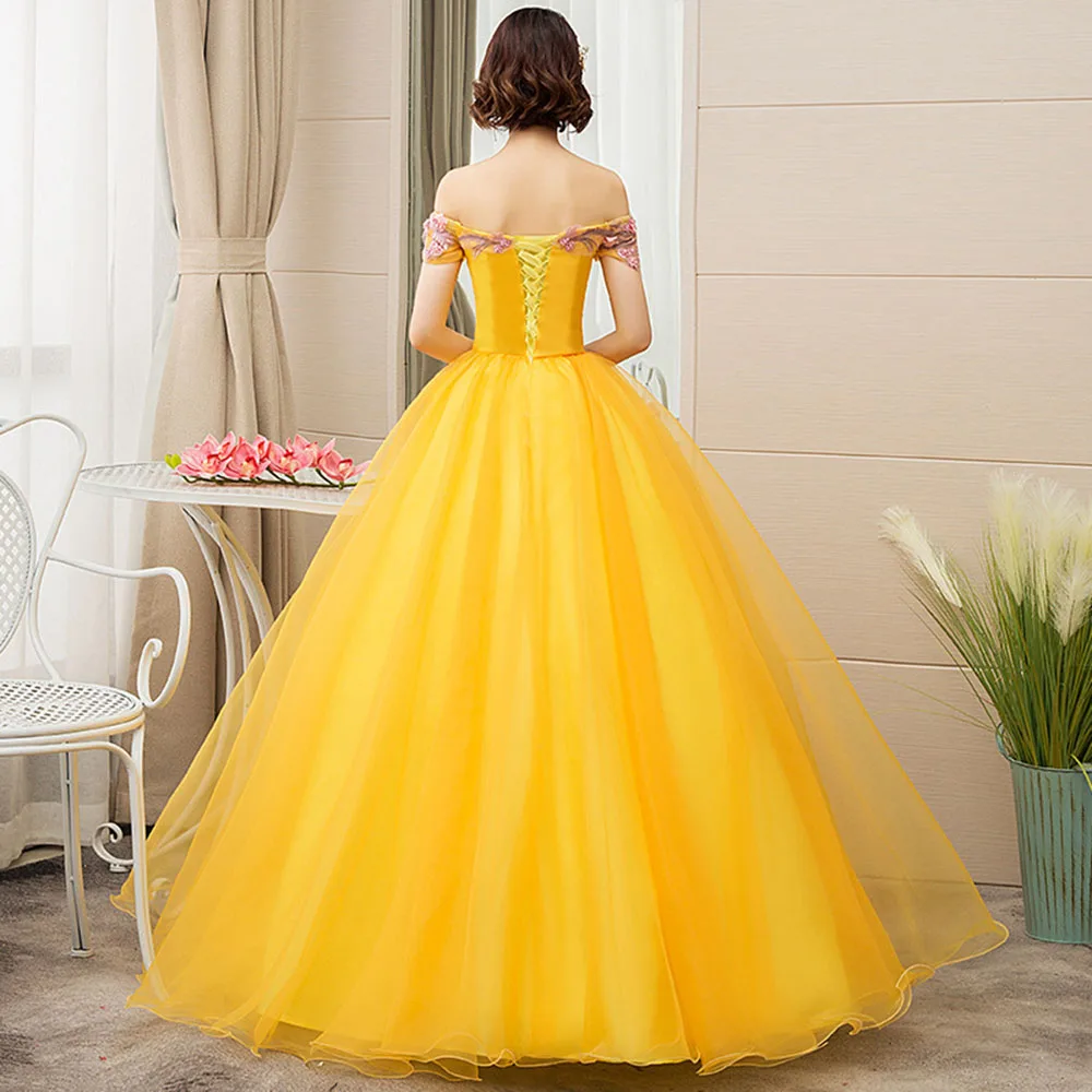 Vestido de baile amarelo justo vestido quinceanera