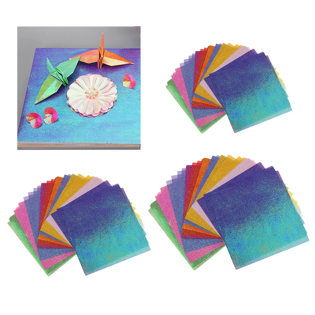 50 Sheets Mixed Colors Pearl Single Side Shining Square Origami Papers Folded Kids Handmade DIY Scrapbooking Craft Decor