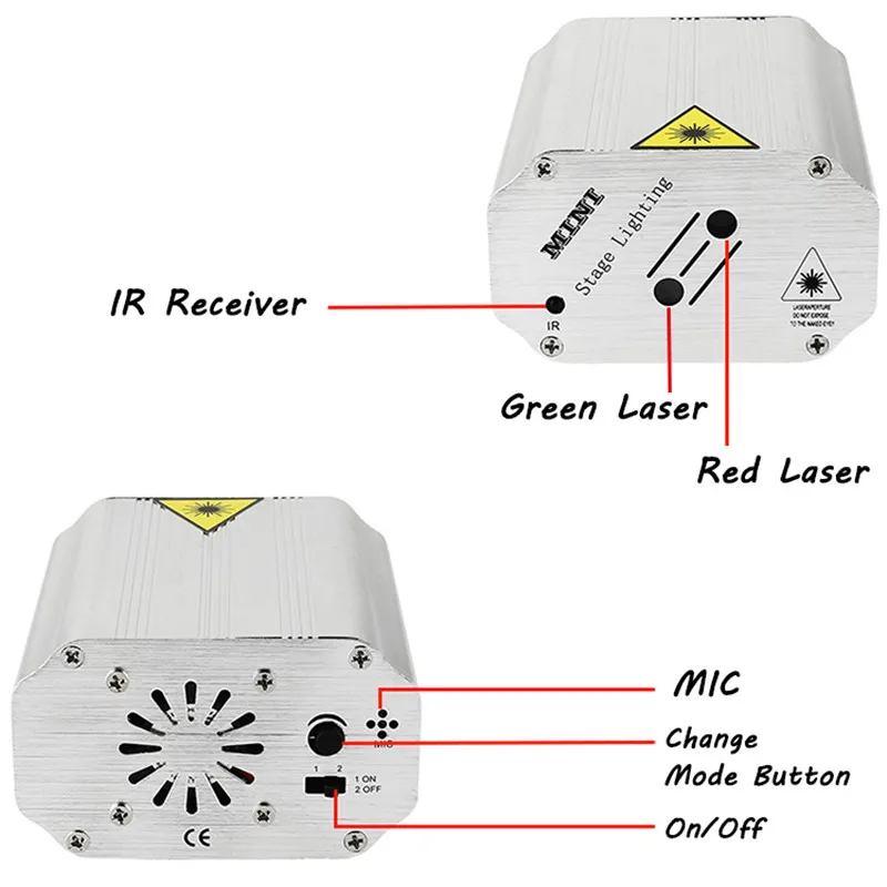 Aluminum alloy Mini Laser Light With Remote Disco Light Voice Control LED Household Strobe Light With Bracket For Party DJ