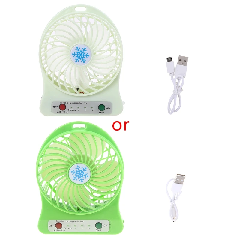 Miniventilador portátil con luz LED, Enfriador de aire para escritorio, USB, recargable, ABS, portátil, para oficina y hogar al aire libre