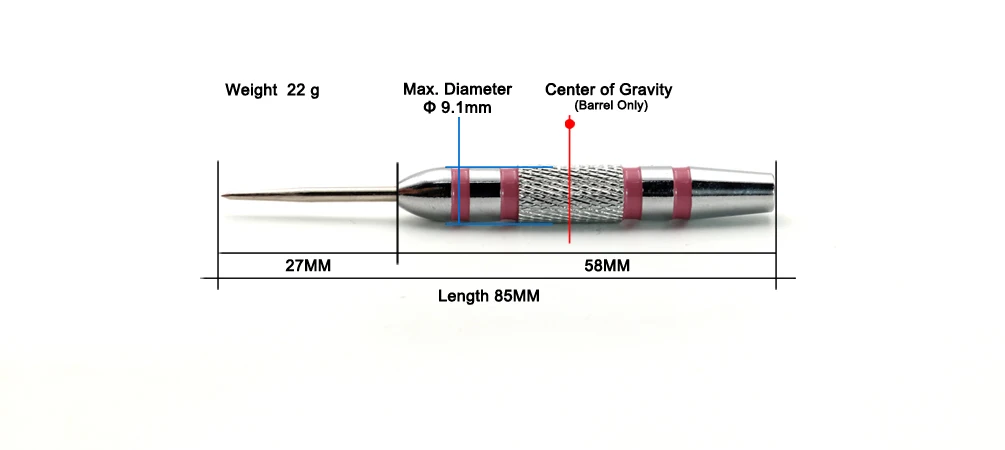 CUESOUL Steel Tip Darts 20/22g Barrel with Pink Flights and Shafts