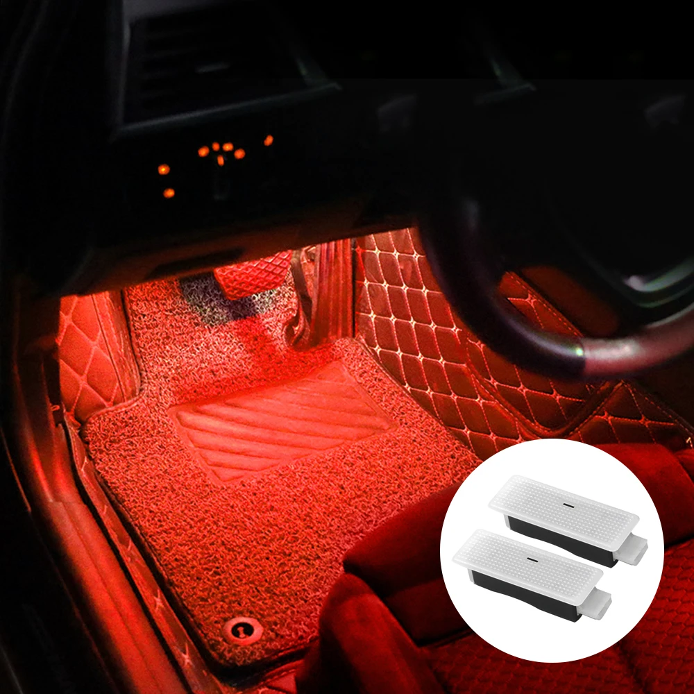 2Pcs Car Interior Foot Light For Bmw F10 F11 F15 F16 F20 F21 F25 F26 F32 F48 F01 1 3 5 7 X1 X3 X4 Series Orange And White Lamp