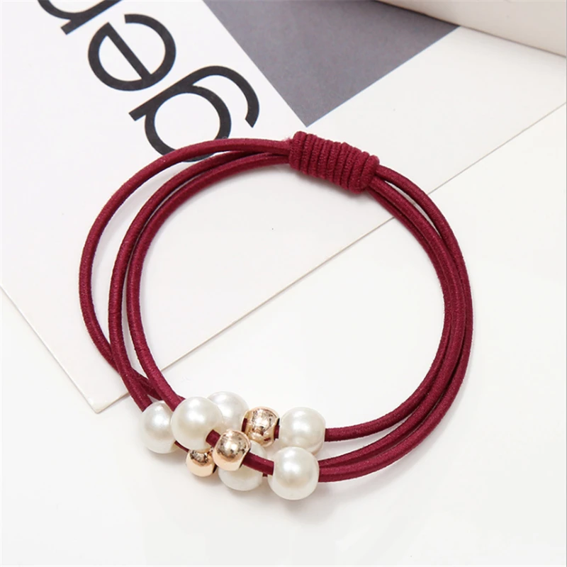 Neue Acryl runde Perle Haars eil Mode Frauen Haars eil elastischen Haar gummi