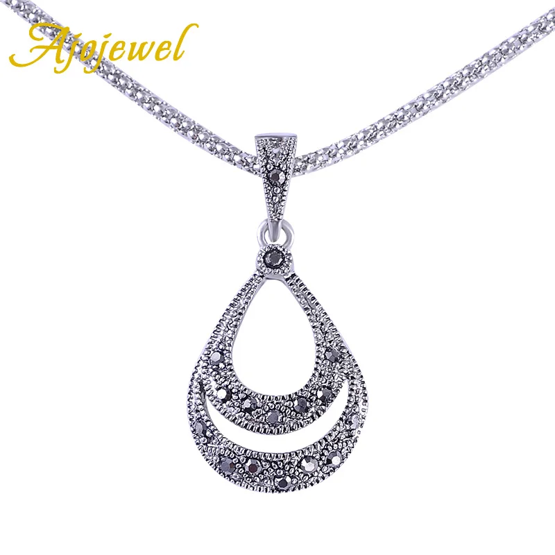 Ajojewel Vintage Necklace Women Black Rhinestone Flower Pendants & Necklaces Original Jewelry Wholesale