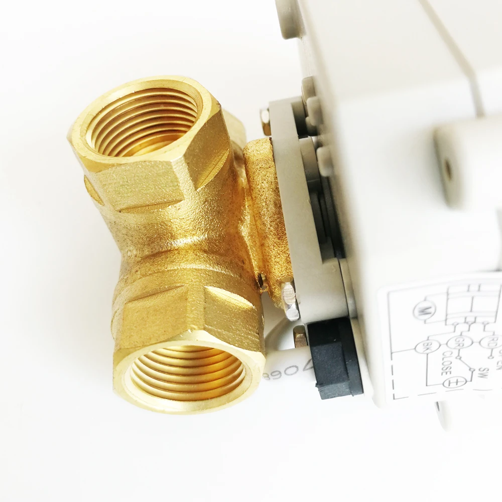 Brass 1'' DN25 3 Way T Bore L Bore Motor Ball Valve Metal Gears DC12V DC24V 2/3/5/7 Wires CE certified Electric Valve IP67