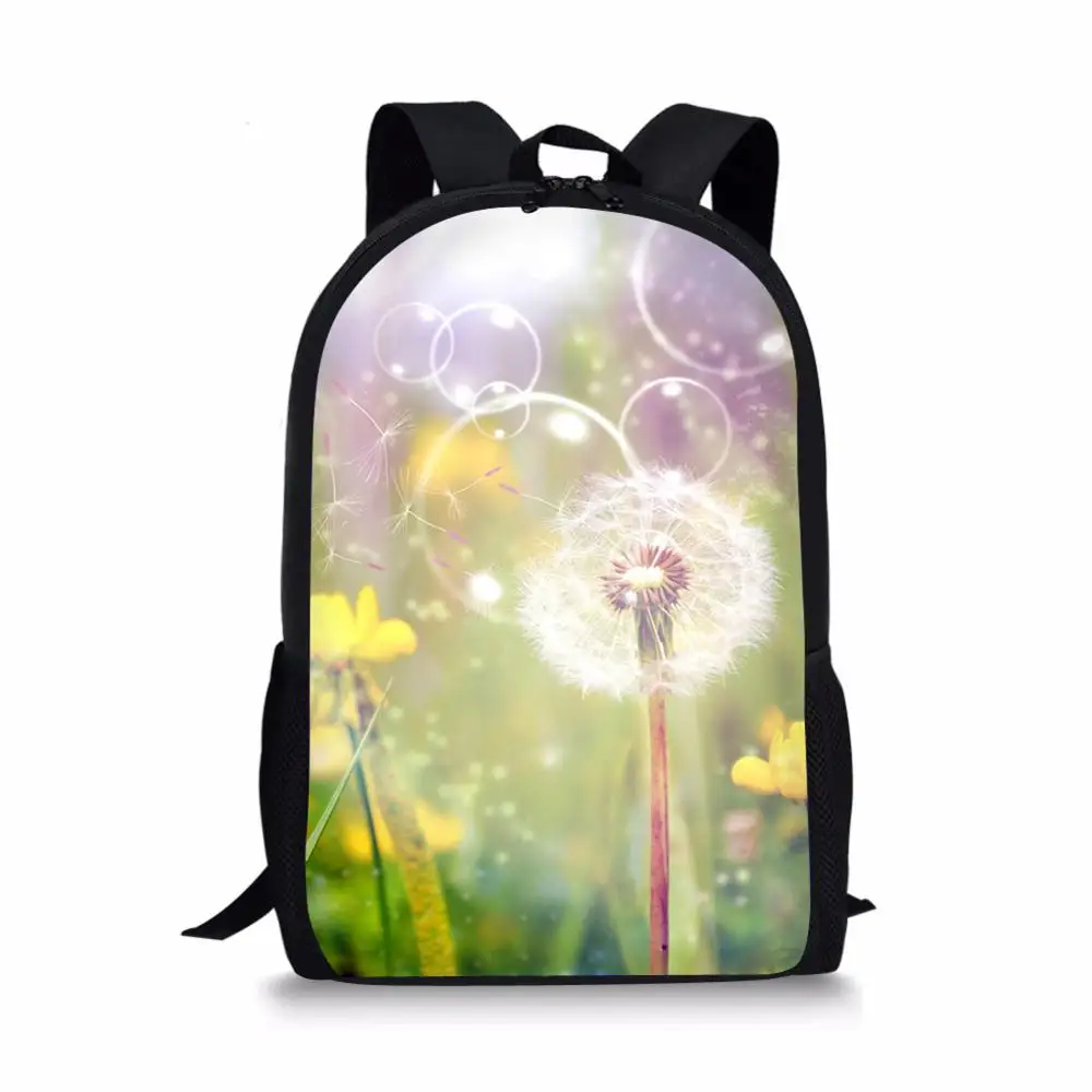 Elvispalavras mochilas escolares para meninos e meninas, bonita mochila com estampa de dente de leão, bolsa para livros escolar de adolescentes, fashion