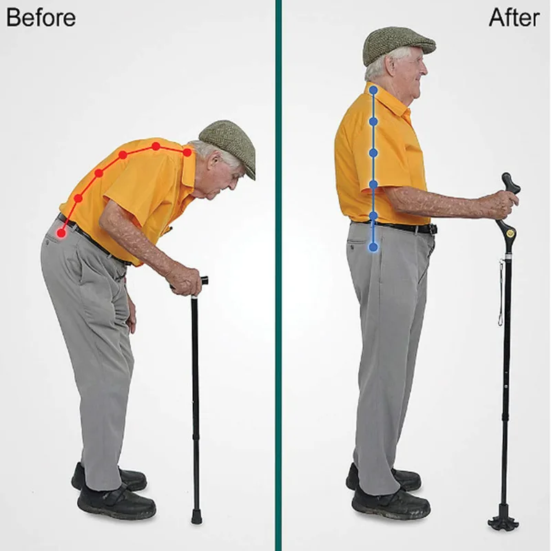 Elderly Walking Stick Telescopic Folding Canes Crutch Folding Hiking Walk Mens Lightweight Cane Hiking Poles Crutches