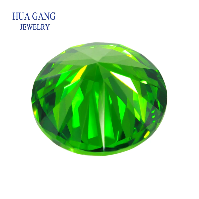 Light Green 3.25-12mm Cubic Zirconia Round Shape AAAAA Brilliant Cut Loose CZ Stone Synthetic Gems For Jewelry