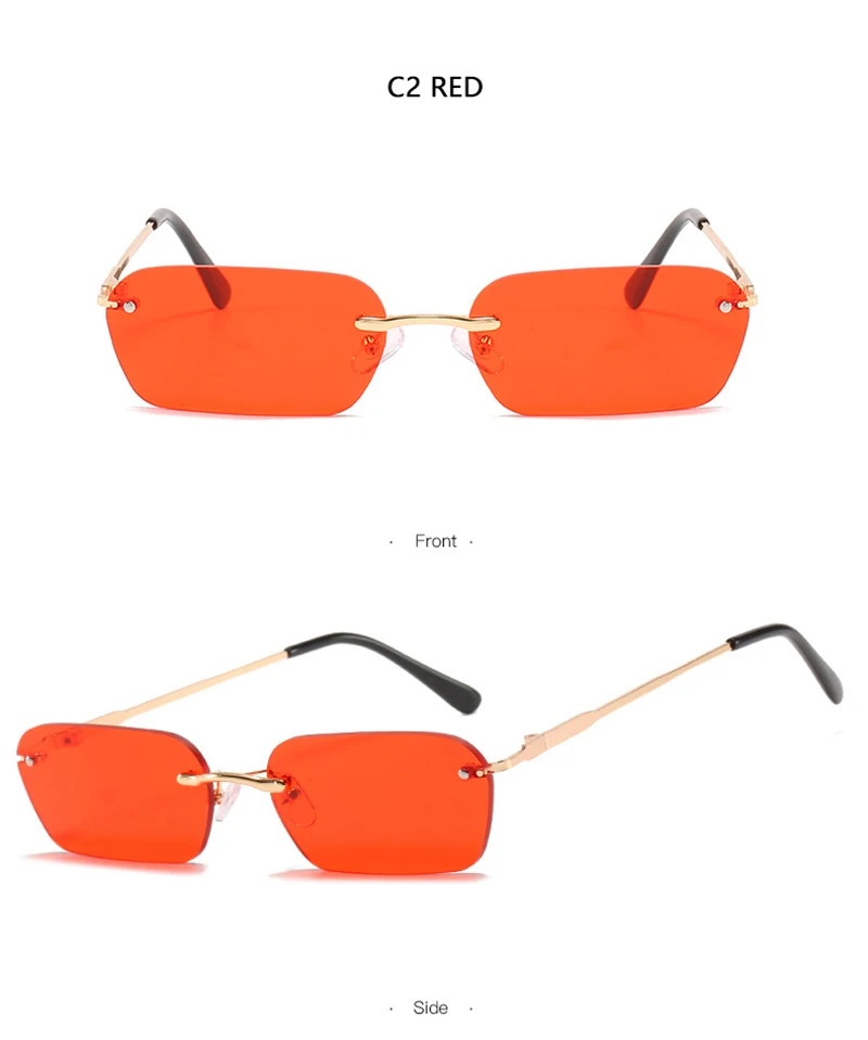 Mode Randlose Sonnenbrille Männer Frauen Klassische Leichte Sonnenbrille Für Männliche Luxus Rechteck Rahmenlose Brillen UV400 – Detail 10