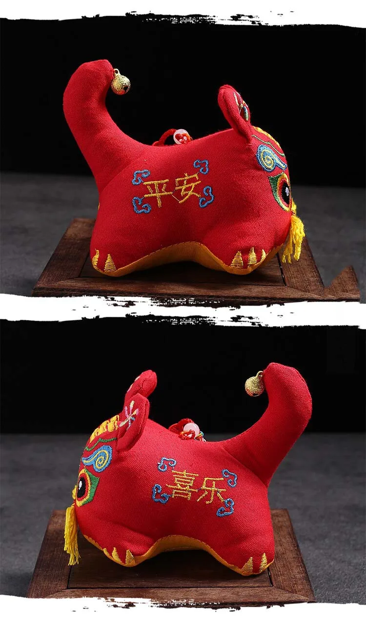 Chinesischen Traditionellen Tuch Stoff Tiger Puppe Glück Spielzeug Neue Jahr Neugeborenen Baby Geburtstag Geschenk Stickerei Ornamente Auto Anhänger – Detail 2