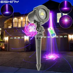 ESHINY laserowy RGB krajobraz ruchu 96 wzory lampa projektorowa na świeżym powietrzu IP65 Park Party ścienne domek na drzewie lampa ogrodowa B209N7