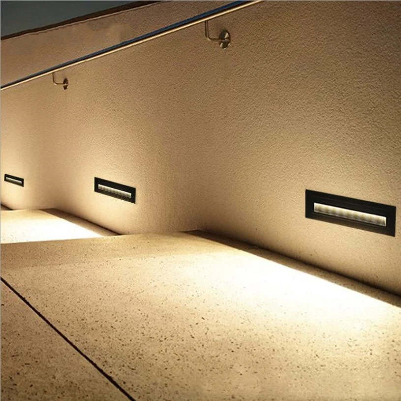 10W AC85-265V 12V LED Step Light IP65 Aluminum Embedded Staircase Corner Lamp Indoor Outdoor Recessed Wall Stair Lamp Footlight