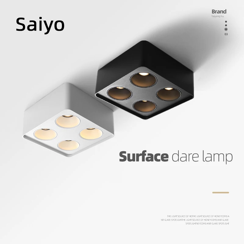 

Square Surface Mounted Downlight Anti-Glare High CRI AC85-265V Suitable For Living Room Bedroom Main Lamp Fixture