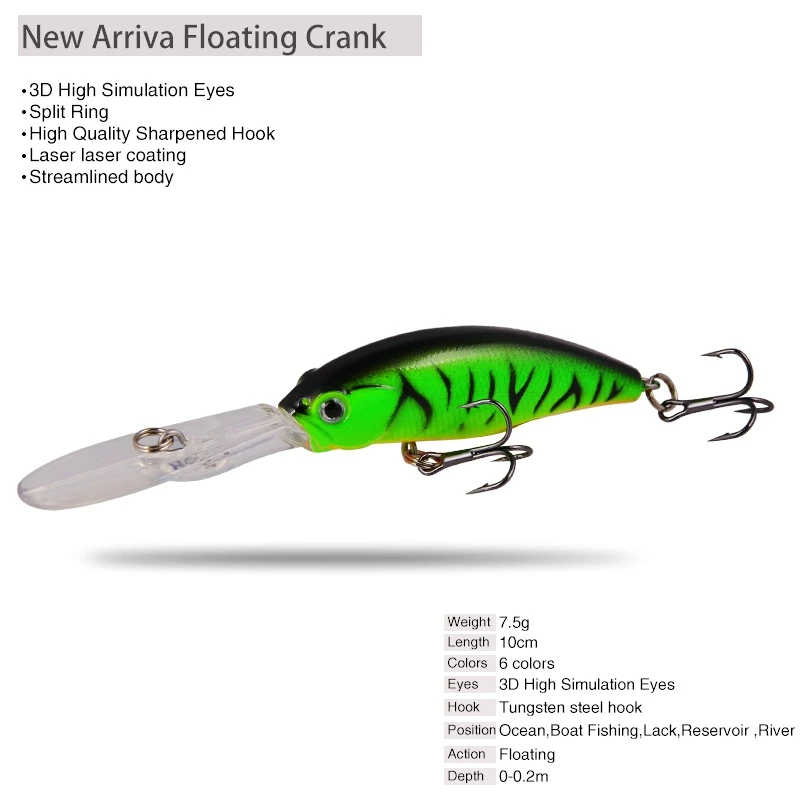 1PCS Floating Minnow Fishing Lure Wobbler For Trolling 7.5g 10cm Hard Bait Isca Artificial Crankbait Bass Pike Fishing Tackle