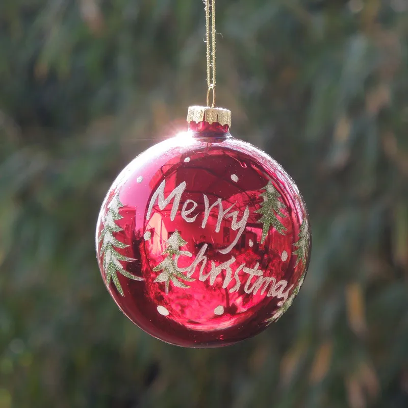 

16pcs/pack Diameter=8cm Small Size Red Series Glass Ball Pendant Home Decoration Christmas Day Tree Hanging Globe