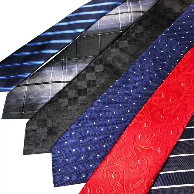 Men's Necktie Zipper Skinny Tie 6cm 5cm Strip Business Gentleman Lazy Ties Polyester Quality Floral Plaid Accessory