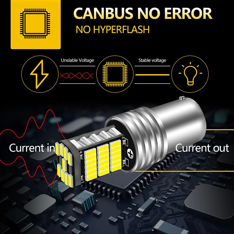 AILEO BA15S P21W LED 1156 Car Reverse Light Bulb For VW Passat B5 B6 Golf 4 2001-2010 Canbus Auto Lamp Error Free DC 12V 6000K