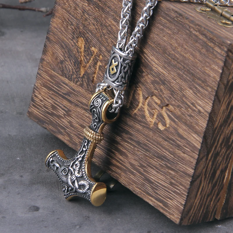 Vikings nórdicos thor martelo mjolnir escandinavo runa amuleto colar corrente de aço inoxidável vegvisir âncora pingente jóias masculinas