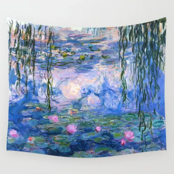 

Water Lilies Monet Wall Tapestry Background Wall Covering Home Decoration Blanket Bedroom Wall Hanging Tapestries