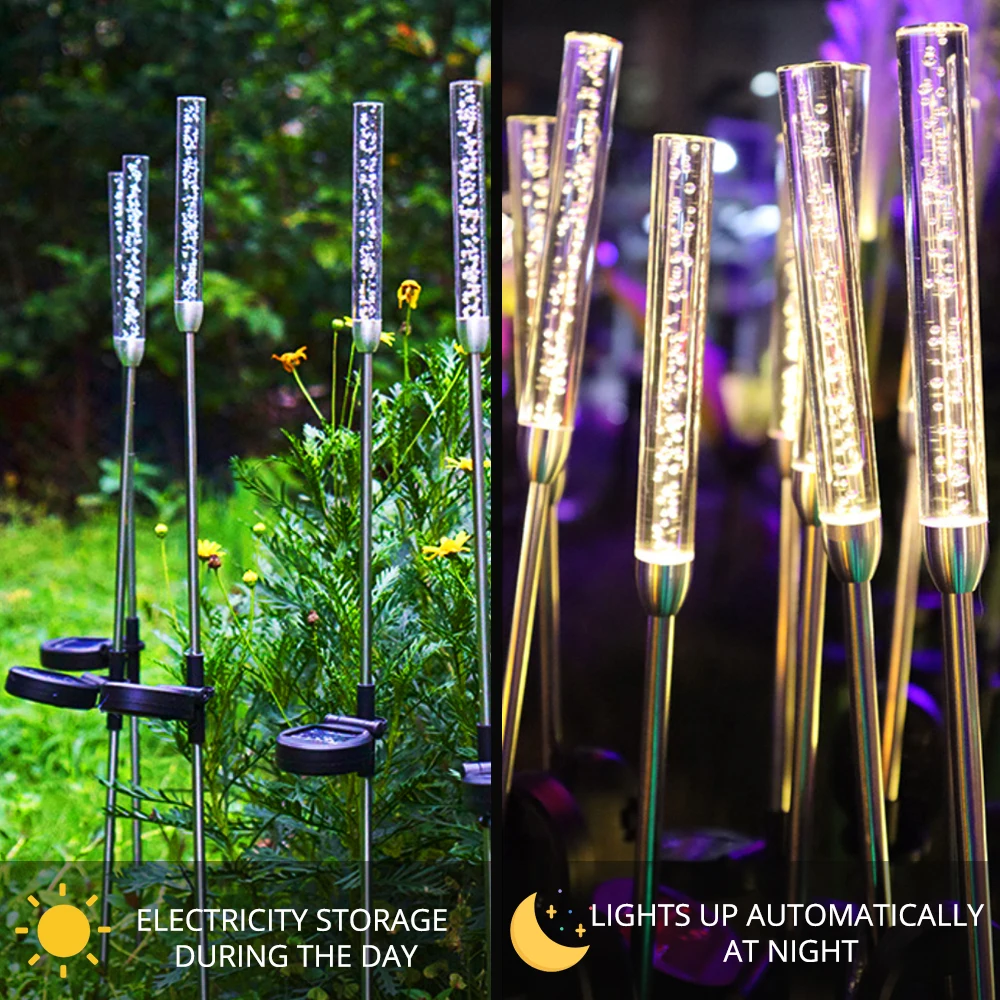 Imagem -03 - Led Solar Luminous Reed Light Bubble Stick ao ar Livre Impermeável Gramado Jardim Iluminação de Paisagem