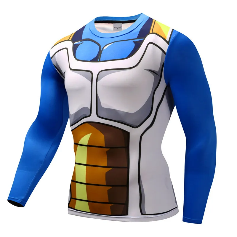 Anime 3D Printed T shirts Men Compression Shirts Fitness Quick dry Long Sleeve Tshirt Vegeta Cosplay Costume Tops Male clothing