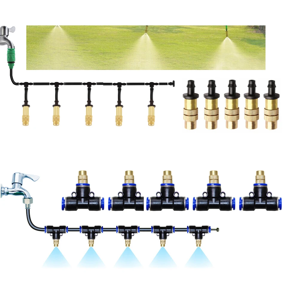 

Комплект для полива сада, комплект фитингов для шлангов, система полива туманом с медным разбрызгивателем, регулируемое сопло