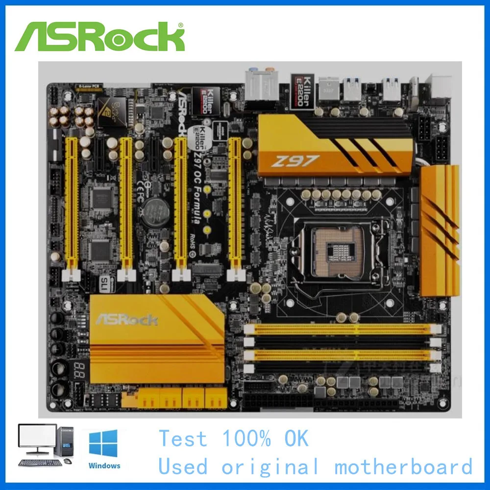 For ASRock Z97 oc Formula Computer USB3.0 SATAIII Motherboard LGA 1150 DDR3 Z97 Desktop Mainboard Used