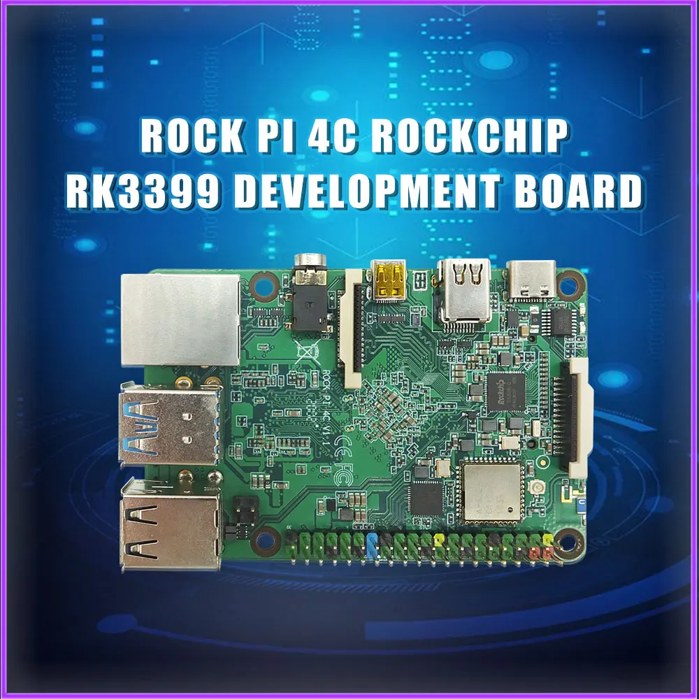 ROCK PI 4C Rockchip RK3399 4GB LPDDR4 Mali T860MP4 SBC/Single Board Computer Compatible with Official Raspberry Pi Display AI