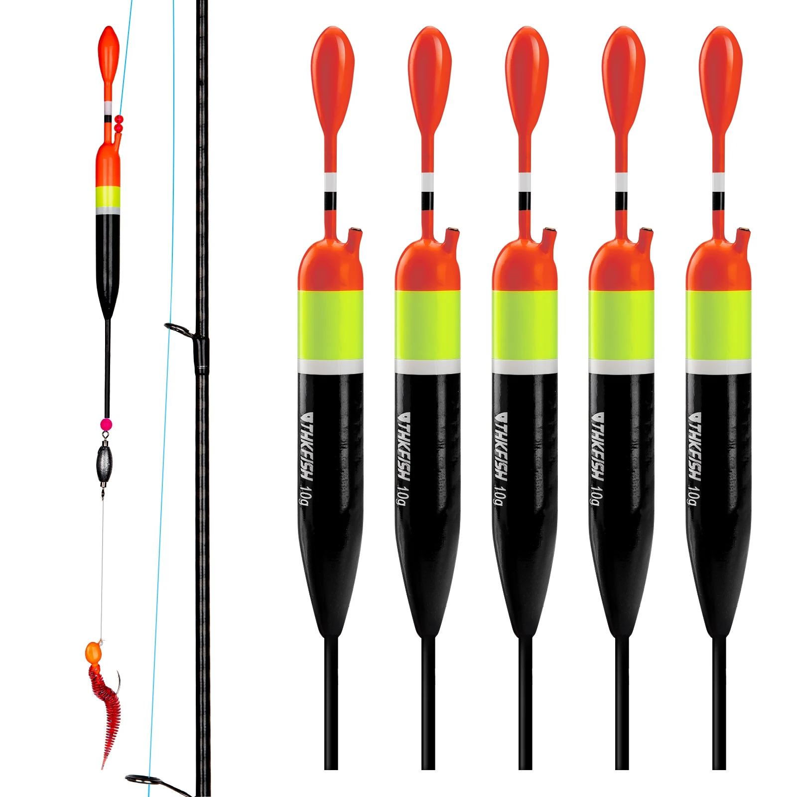 THKFISH 5pcs Fishing Floats Slip Bobber 15g 10g 5g Floatage Balsa Wood Fishing Bobbers Buoys Freshwater Sea Fishing Float
