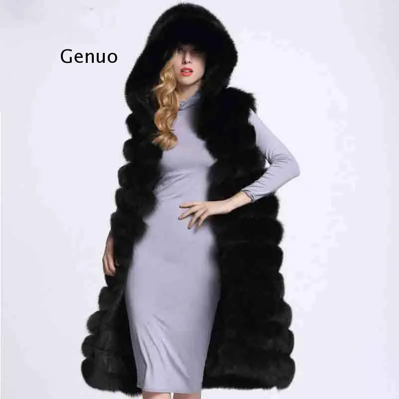 

Long Fur Vest Winter Women Luxury Faux Fox Fur Vest Furry Slim Woman Fake Fur Vest Faux Fur