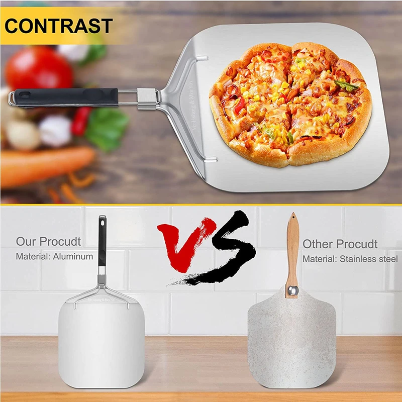 

Pizza Peel Aluminum Pizza Shovel With Long Handle Baking Tools Accessory (pizza peel + pizza cutter wheel + pizza shovel)