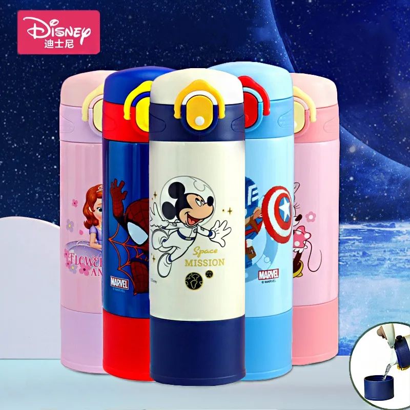 400ml mickey minnie crianças garrafa térmica caneca marvel spider-man 316 frascos de vácuo de aço inoxidável para o bebê crianças garrafa de água térmica