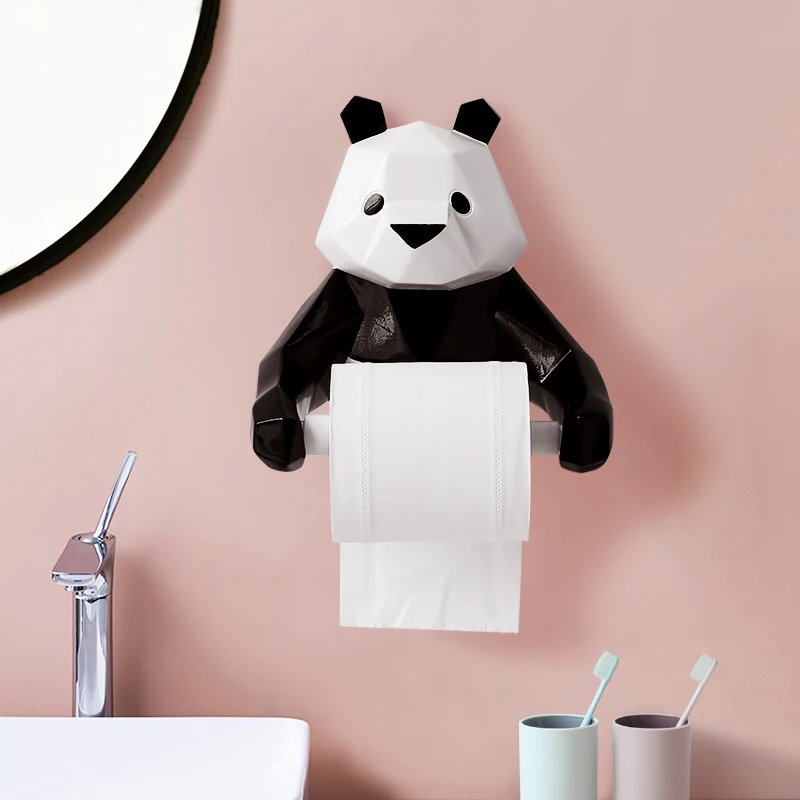 

Modern Style Wall Mounted Resin Panda Statue Paper Tissue Holder Decorations Kitchen Napkin Holder Bathroom Toilet Napkins Paper